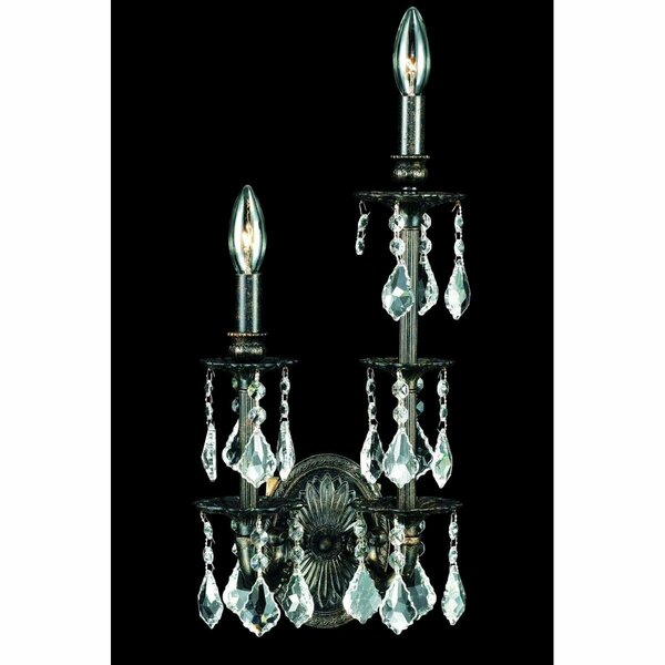 Lighting Business 9502SW9DB-RC 9 in. Marseille 2 Lights Wall Sconce Light with Royal Cut Crystals, Dark Bronze LI1539123